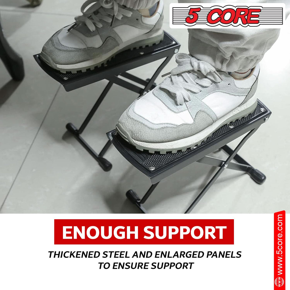 5Core Guitar Foot Stool Height Adjustable Folding Leg Rest Classical Footrest