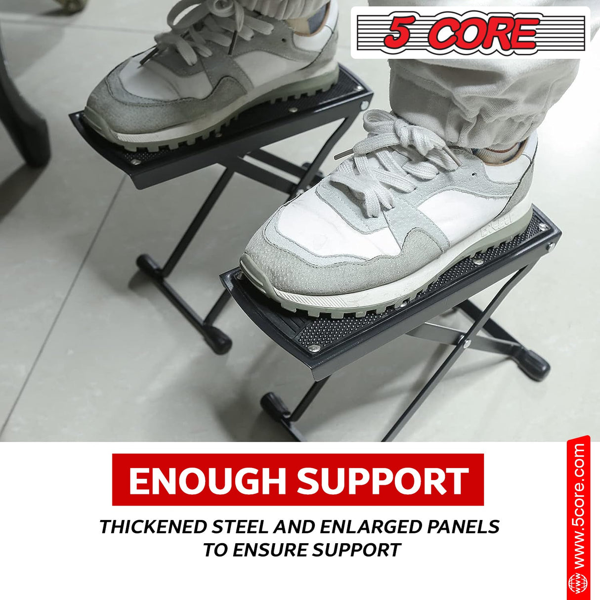 5Core Guitar Foot Stool Height Adjustable Folding Leg Rest Classical Footrest