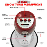 5Core Megaphone Bullhorn Speaker 50W Bull Horn Rechargeable Cheer Megafono 300 Meter