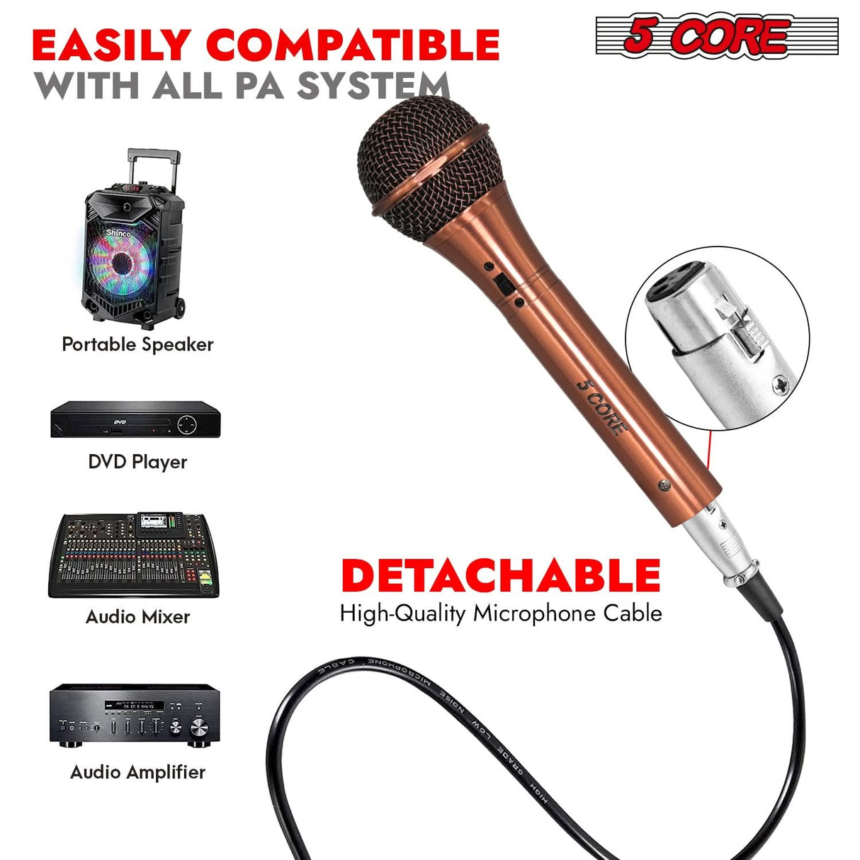 5Core XLR Microphone Dynamic Mic Karaoke Singing Studio Microfono Handheld Mics