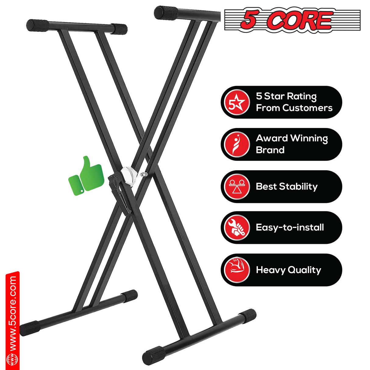 5 Core Keyboard Stand Dual X Shape Gear Adjustable Foldable Portable Key Board DJ Controller Stands