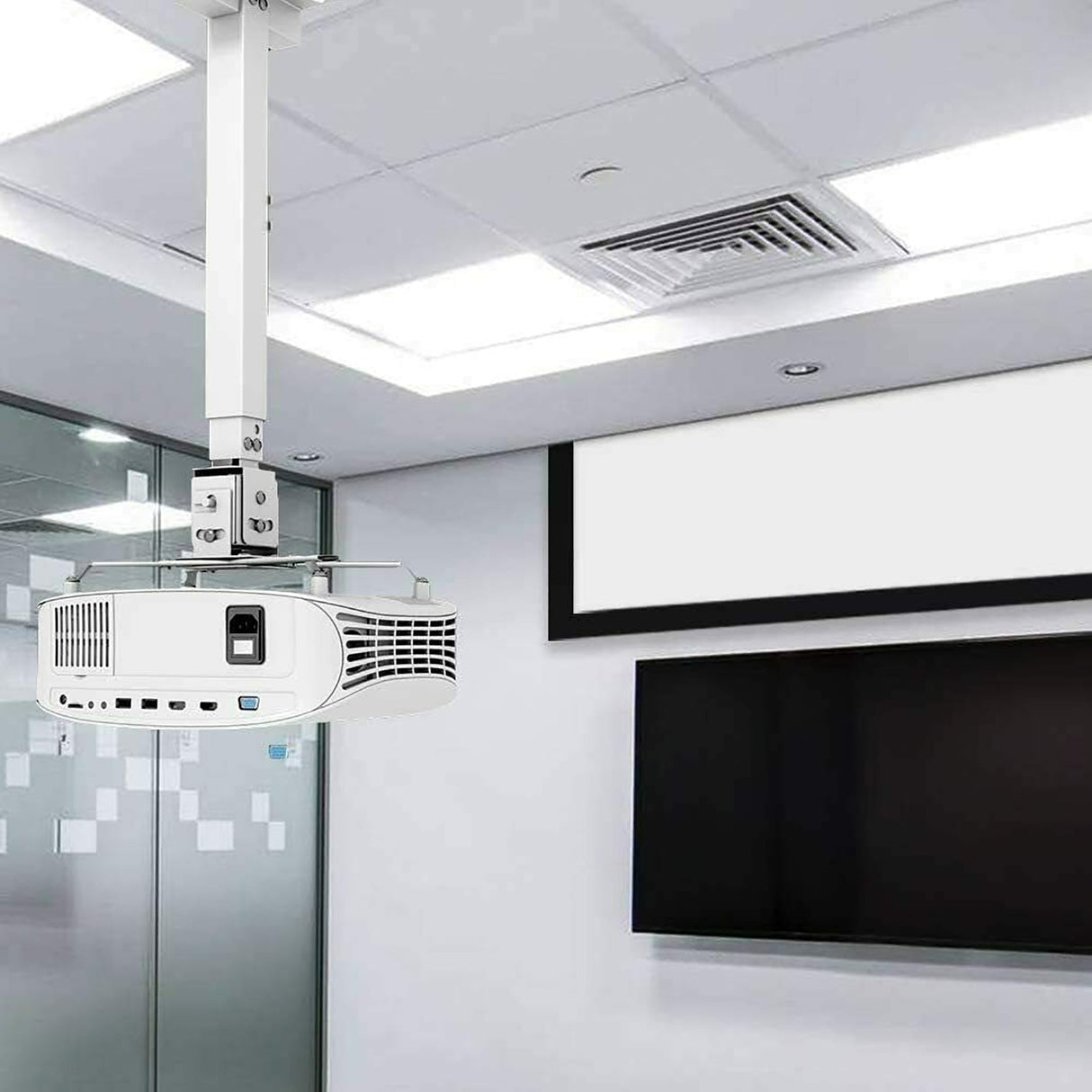 5Core Projector Mount Ceiling Wall Universal Holder Adjustable Low Profile Capacity 40lb WHITE