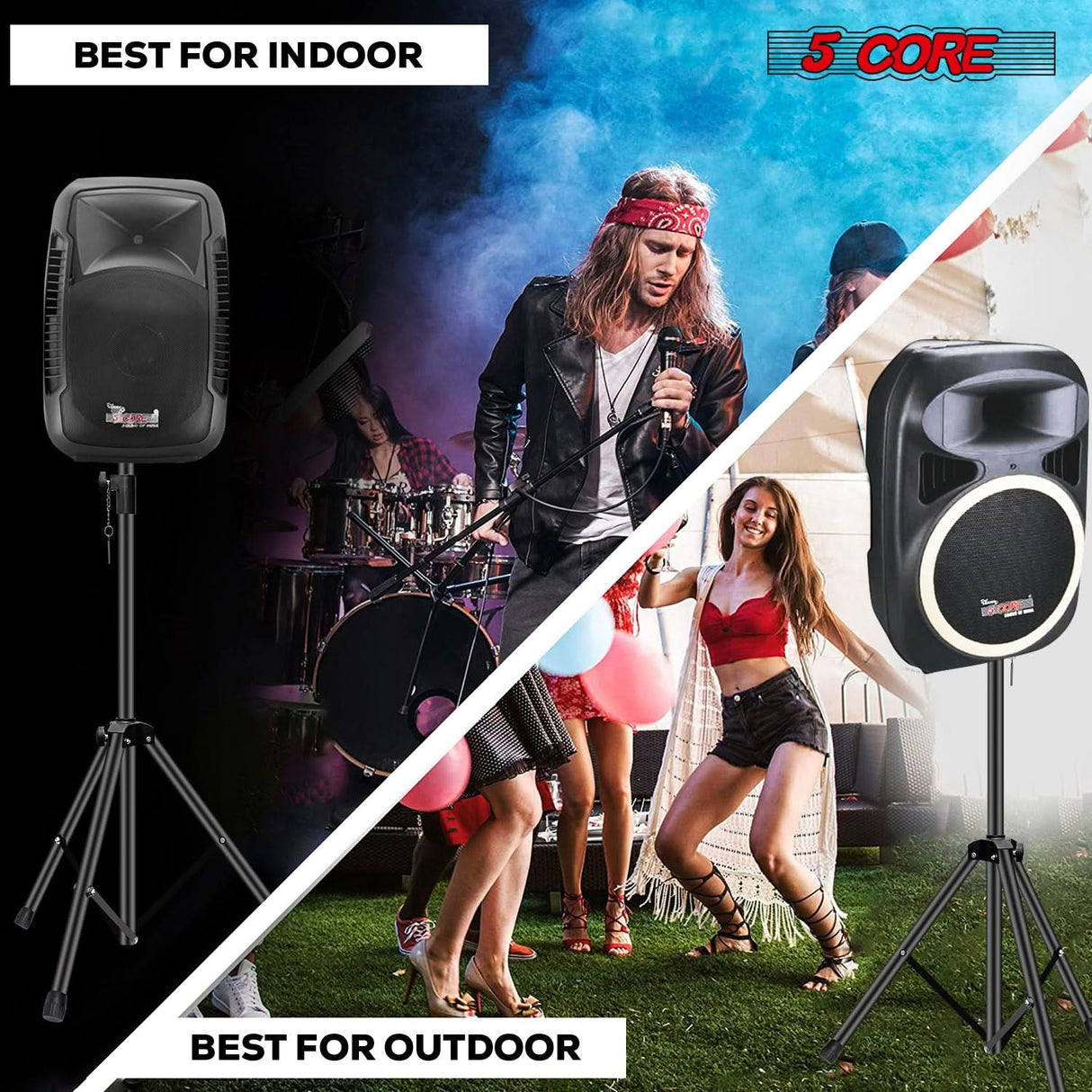 5 Core Speaker Stand Pair Adjustable Heavy Duty PA DJ Tripod Studio Monitor Stands w 35mm Insert
