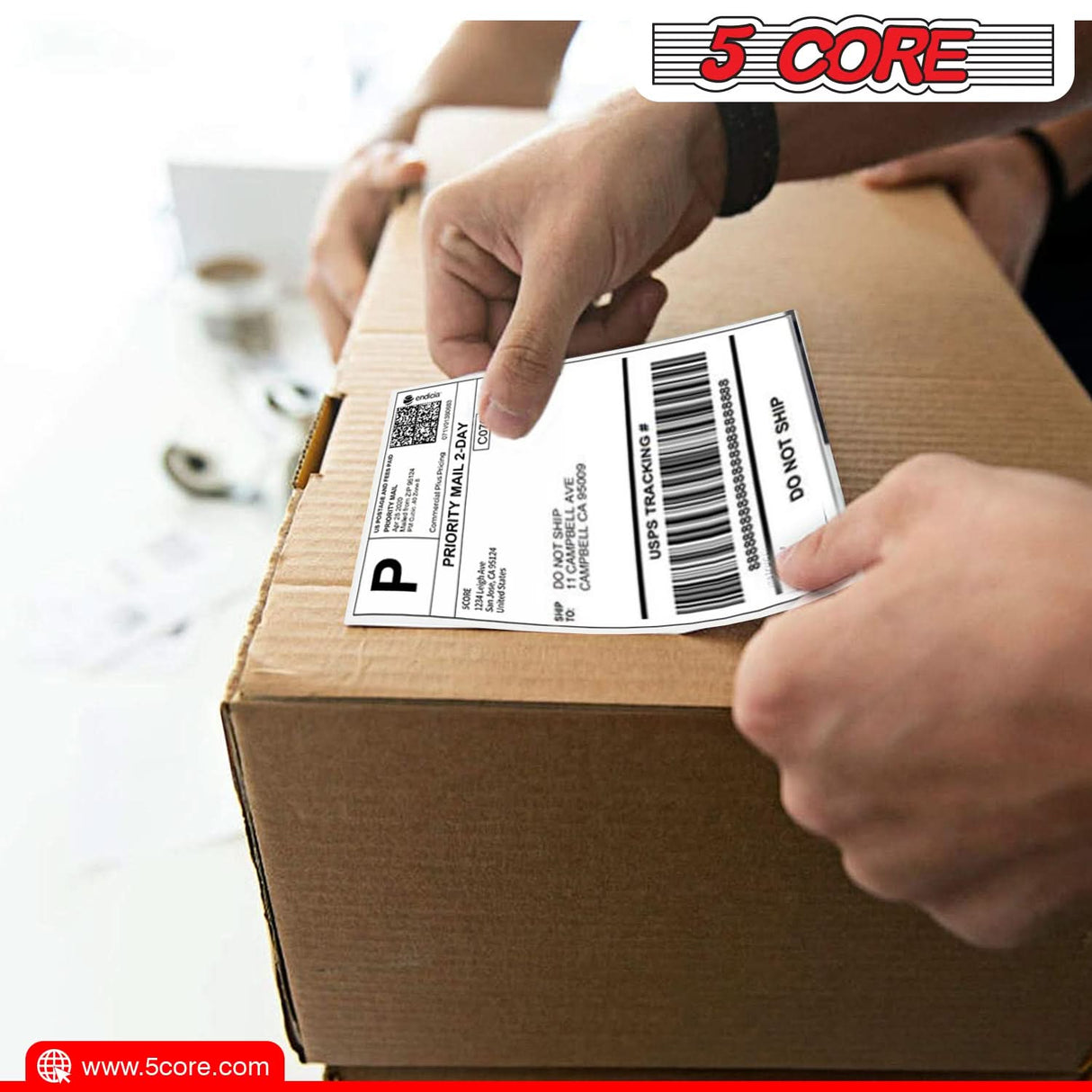 5 Core 4"x6" Direct Thermal Shipping Label/ 4x6 Roll Direct 4000Pcs Perforated paper Sticker/White
