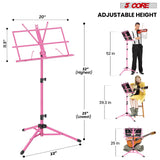 5 Core Music Stand Adjustable 57" Desktop Book Stands Sheet Holder All Metal Portable Bookstand