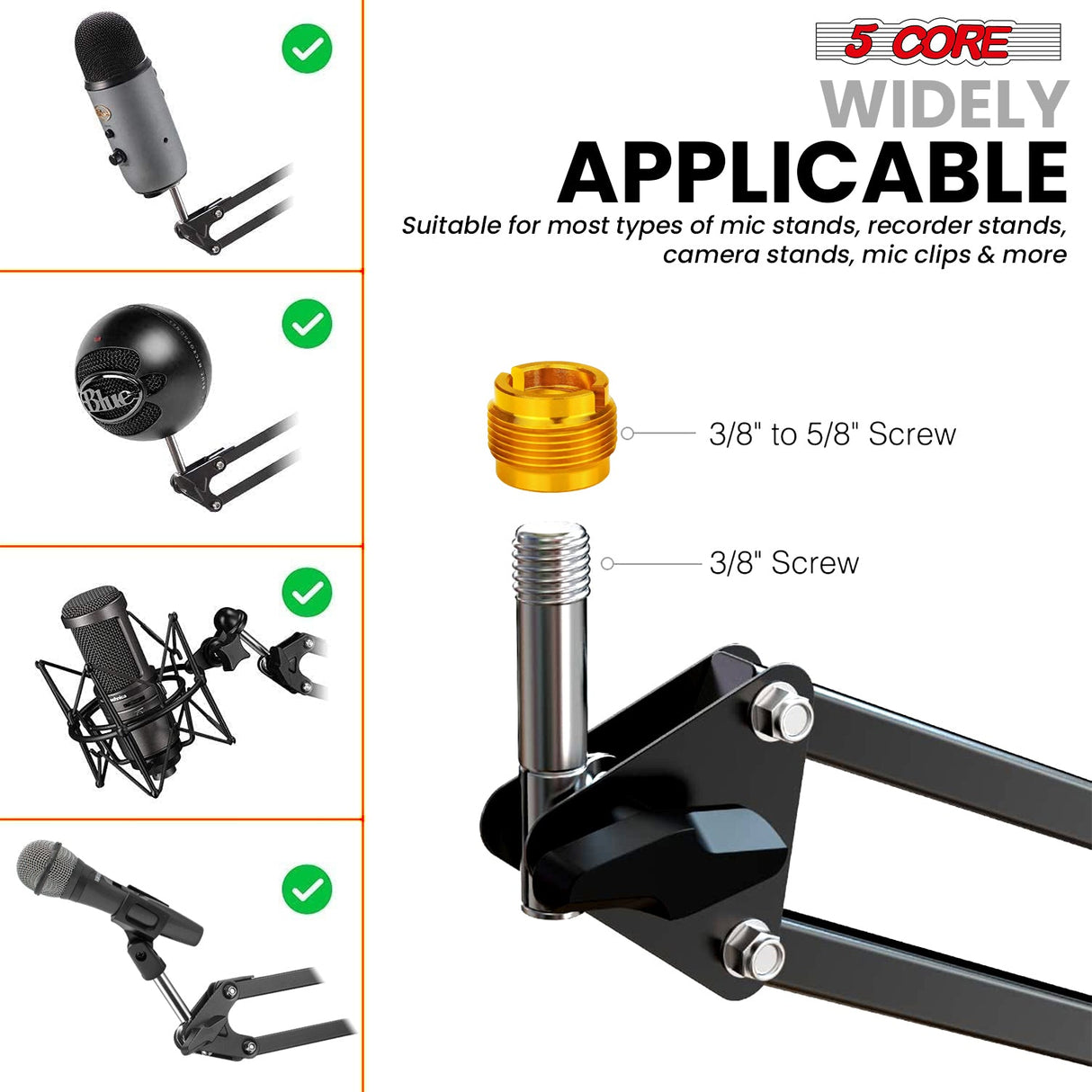 5Core Microphone Stand Suspension Desk Scissor Boom Arm 16" Shock Mount Pop Filter