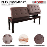 5 Core Duet Piano Bench 3.5 Inch Padded Cushioned Stool Wooden Heavy Duty Musician Chair w Storage