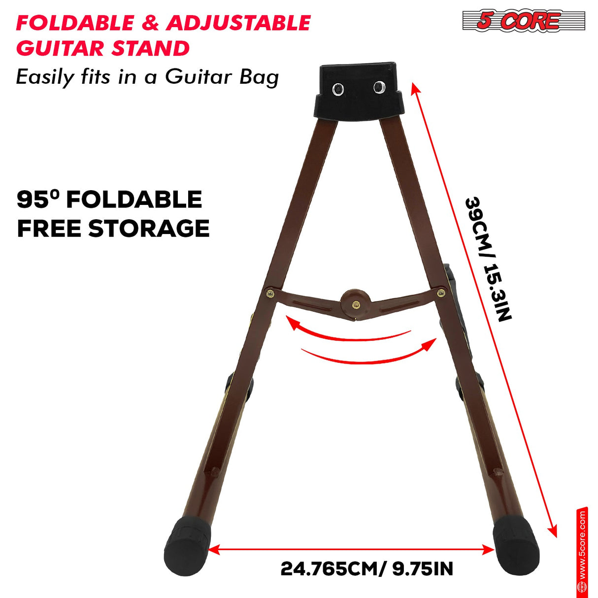 5Core Guitar Stand Floor A Frame Electric Acoustic Bass Soporte Para Guitarra BROWN