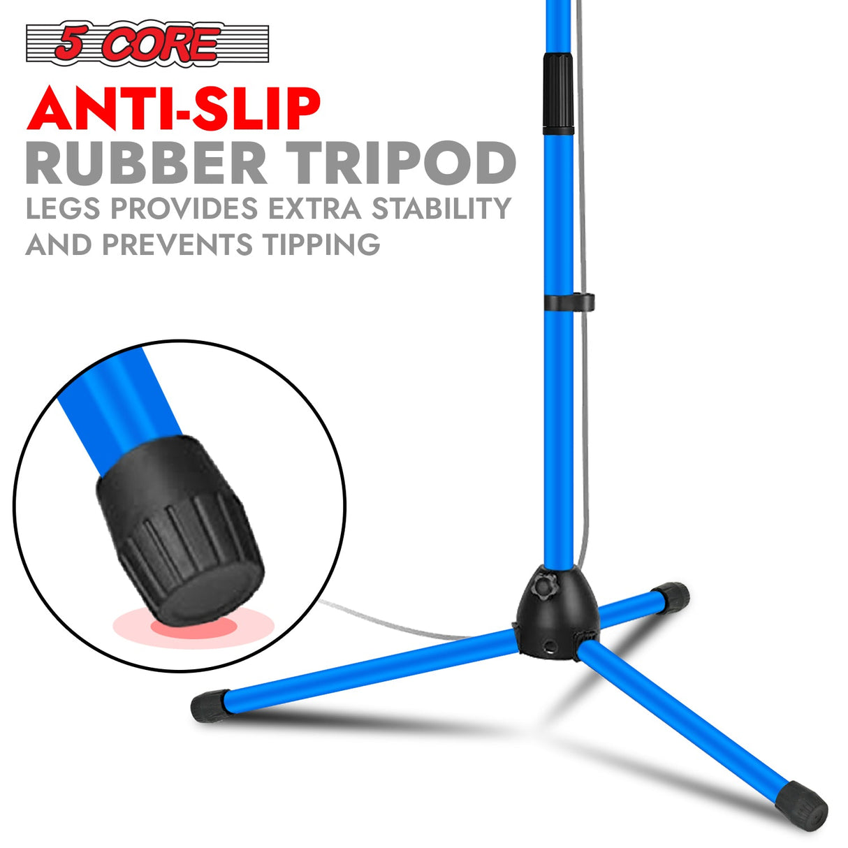 5Core Tripod Mic Stand Adjustable Heavy Duty Floor Holder Microphone Boom Arm SKY BLUE