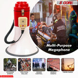 5 Core Megaphone 60W Bull Horn Professional PA Speaker w 1200 Yards Range Loud Siren Voice Amp