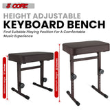 5 Core Keyboard Bench 3" Padded Cushioned Piano Stool Height Adjustable Guitar Seat Folding Portable