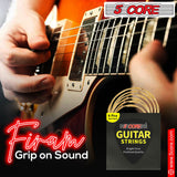5 Core Acoustic Guitar 6 String Set Light Gauge Steel Carbon Core Bright Powerful Tone Heavy Duty