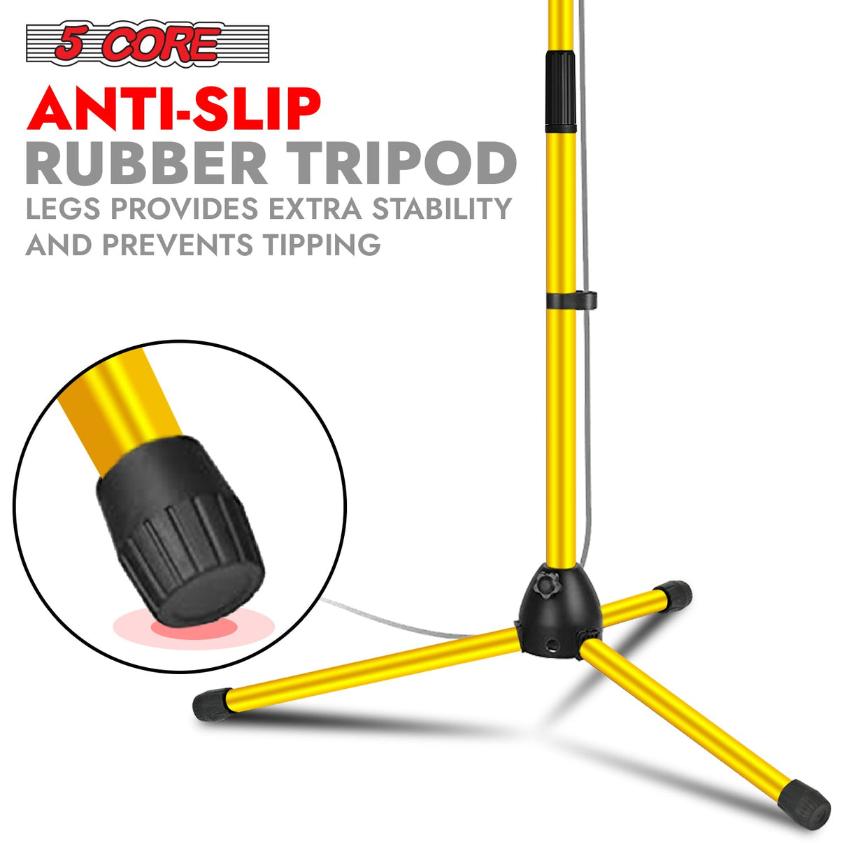 5Core Tripod Mic Stand Adjustable Heavy Duty Floor Holder Microphone Boom Arm YELLOW