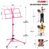 5 Core Music Stand Adjustable 57" Desktop Book Stands Sheet Holder All Metal Portable Bookstand