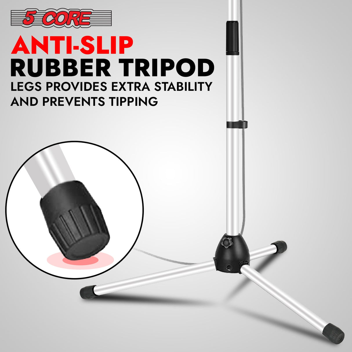 5Core Tripod Mic Stand Adjustable Heavy Duty Floor Holder Microphone Boom Arm WHITE