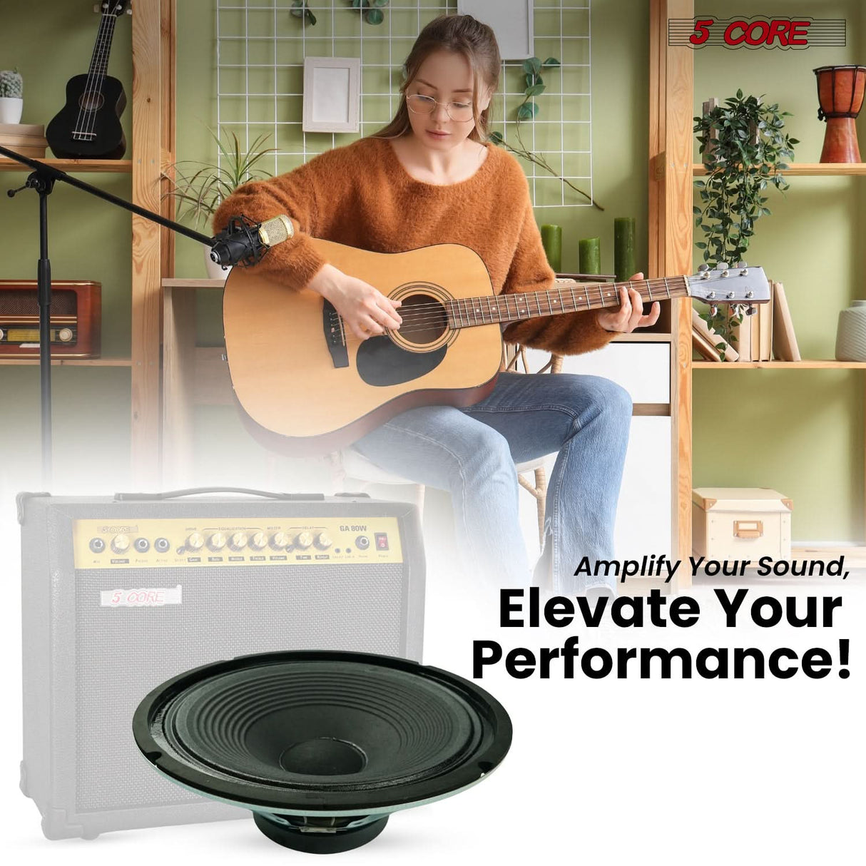 5 Core 12 Inch Guitar Speaker 300W Replacement 16 Ohm Amplifier Cabinet Driver