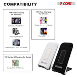 5 Core Wireless Charging Stand 2 Pieces 10W Fast Wireless Charger Station with Sleep-Friendly Light