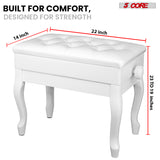 5 Core Piano Bench 3" Padded Cushioned Stool Wooden Heavy Duty Adjustable Musician Chair w Storage