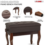 5 Core Piano Bench 3" Padded Cushioned Stool Wooden Heavy Duty Adjustable Musician Chair w Storage