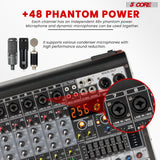 5 Core Audio Mixer 8 Channel DJ Soundboard USB Interface Bluetooth Mixing Console w 99 DSP Effect