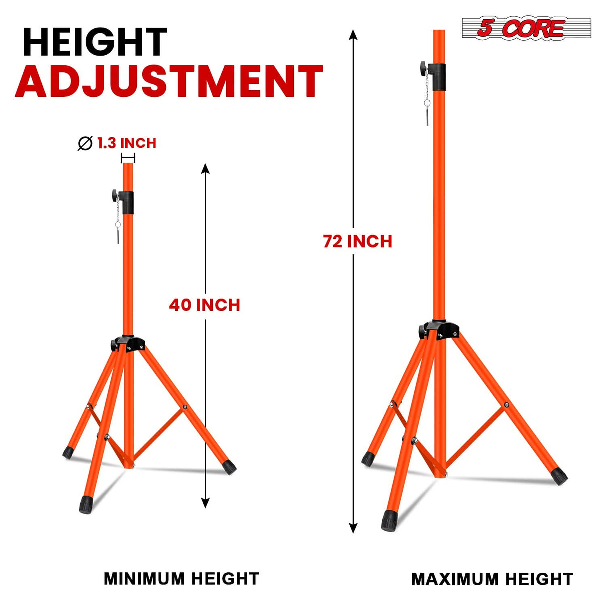 5 Core Speaker Stand Height Adjustable PA DJ Tripod Studio Monitor Stands w 35mm Compatible Insert