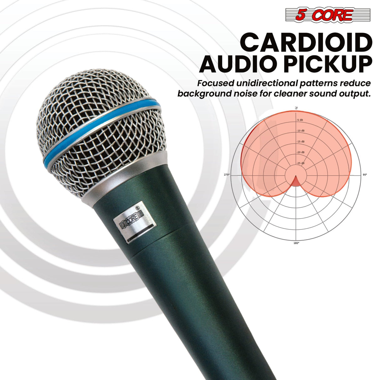 5 Core Microphone Professional Dynamic Mic Karaoke Singing XLR Wired Micrófono