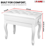 5 Core Piano Bench 3" Padded Cushioned Stool Wooden Heavy Duty Adjustable Musician Chair w Storage