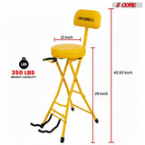5Core Guitar Stool 3.15" Padded Chair w Backrest Foldable Music Seat Built in Foot Rest Guitar Stand