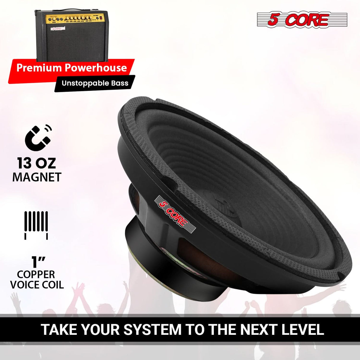 5 Core 8 Inch Guitar Amp Woofer Replacement Speaker 100W 4 Ohm for Electric Guitar Cabinets
