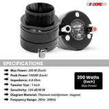 5Core Super Tweeter 2Pc 1" Car Audio Speaker 60W Max Power 4 Ohm Titanium Diaphragm Neodymium Magnet