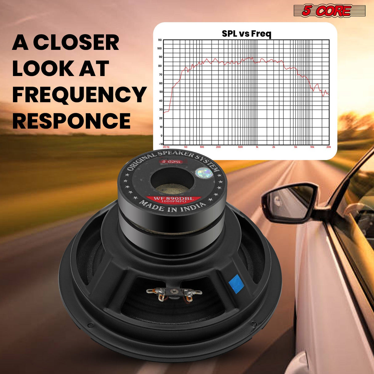 5 Core 8 Inch Subwoofer Speaker 1000W PMPO 4Ohm Replacement Car Bass Sub Woofer