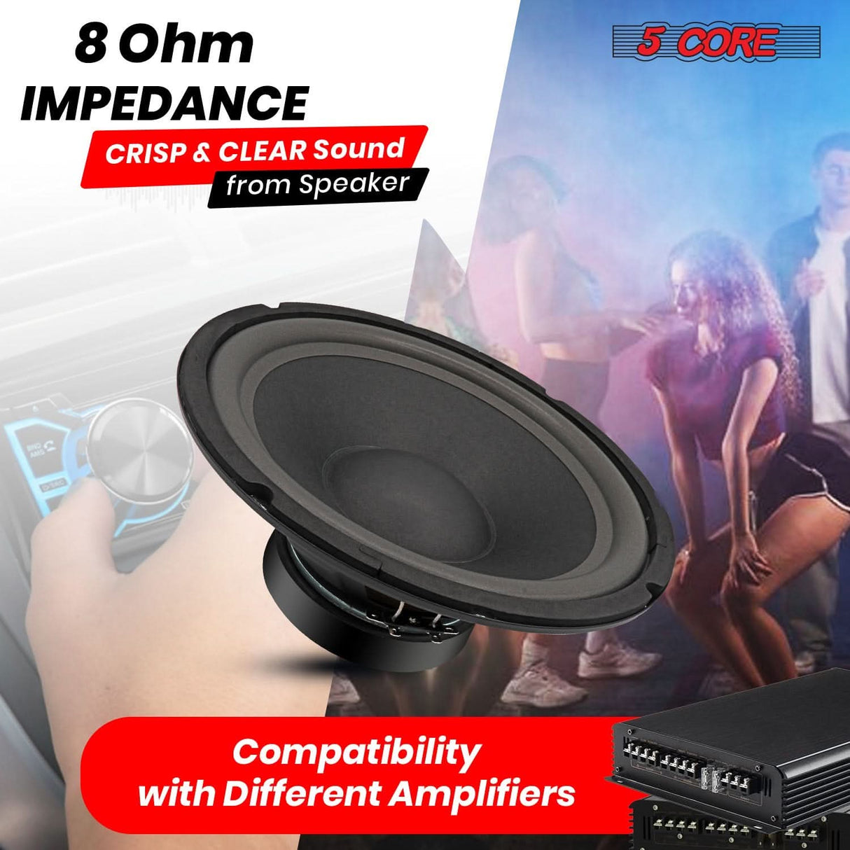 5 Core 10" Subwoofer 600 Watt PA DJ Sub Woofer Speaker 8Ohm Deep Bass Audio Replacement Loud Speaker