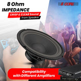 5 Core 10" Subwoofer 2Pc 600W PA DJ Sub Woofer Speaker 8Ohm Deep Bass Audio Replacement Loud Speaker
