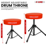 5 Core Drum Throne 3" Thick Padded Memory Foam Comfortable Drummer Stool 330Lb Capacity Adjustable