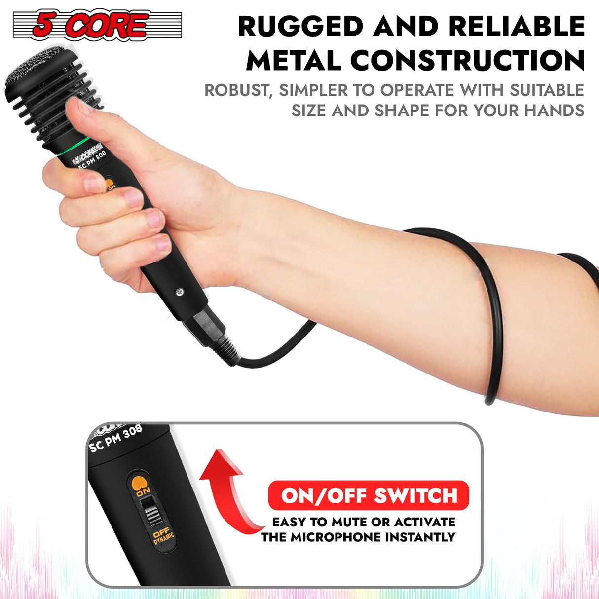 5Core XLR Microphone Dynamic Mic Karaoke Singing Studio Mics Handheld Microfono