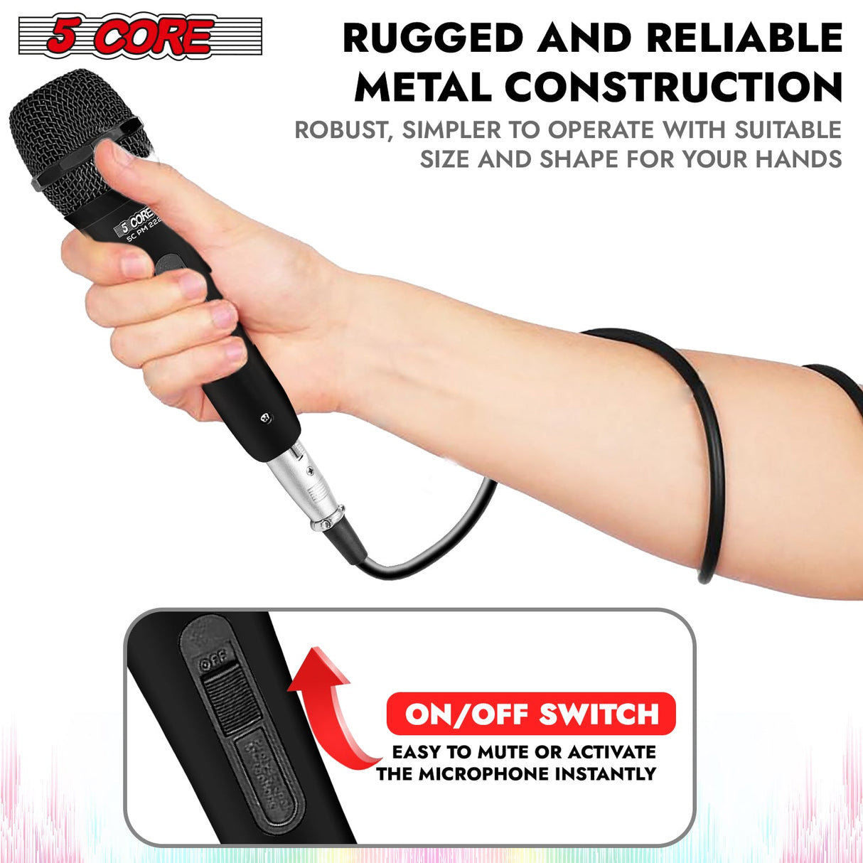 5Core XLR Microphone Dynamic Mic Karaoke Singing Studio Mics Handheld Microfono