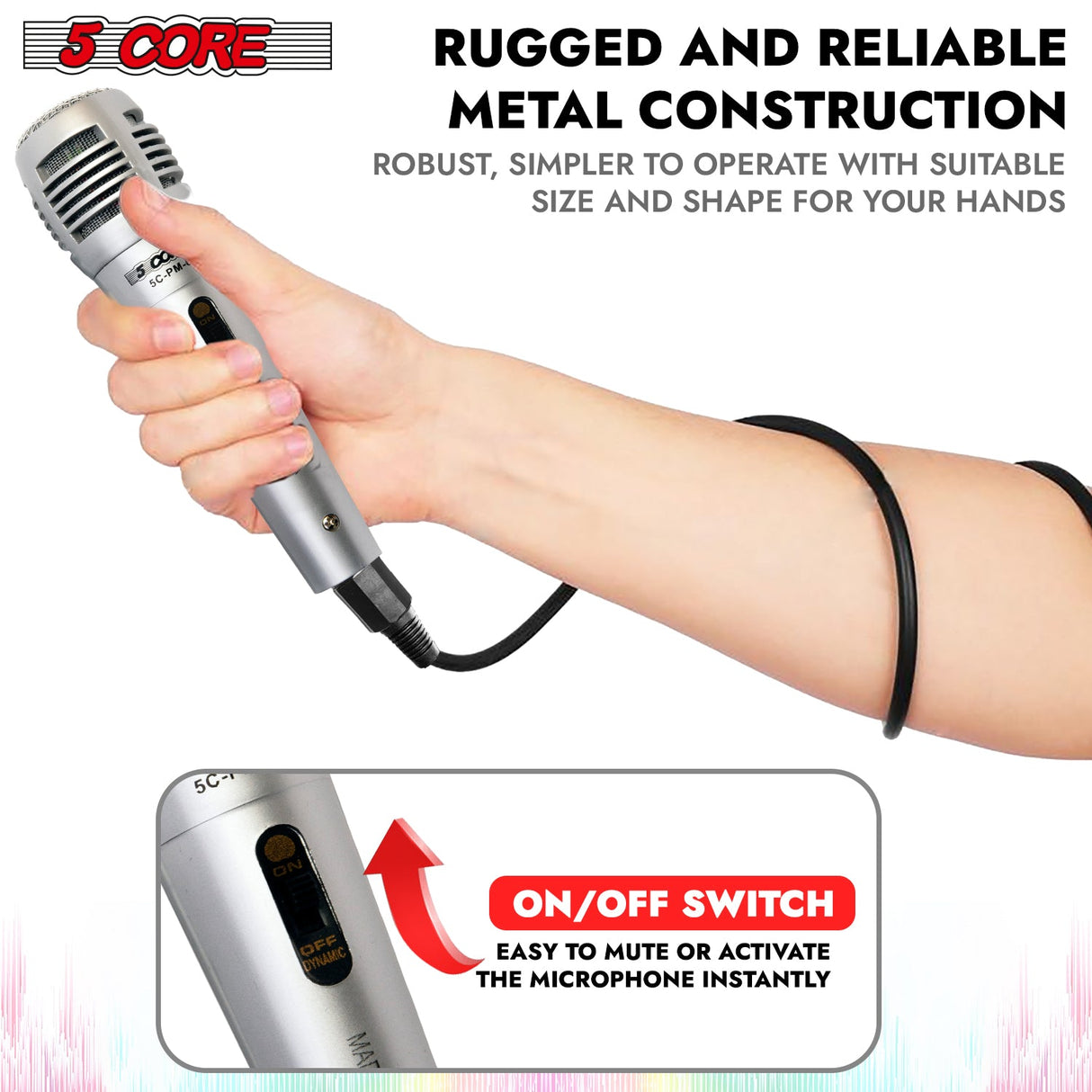 5Core XLR Microphone Dynamic Mic Karaoke Singing Studio Mics Handheld Microfono