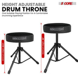 5 Core Drum Throne 3" Thick Padded Memory Foam Comfortable Drummer Stool 330Lb Capacity Adjustable