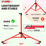 Portable red sheet music stand by 5Core with adjustable tripod design