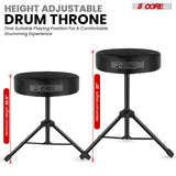 5 Core Drum Throne 3" Thick Padded Memory Foam Comfortable Drummer Stool 330Lb Capacity Adjustable