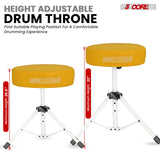 5 Core Drum Throne 3" Thick Padded Memory Foam Comfortable Drummer Stool 330Lb Capacity Adjustable