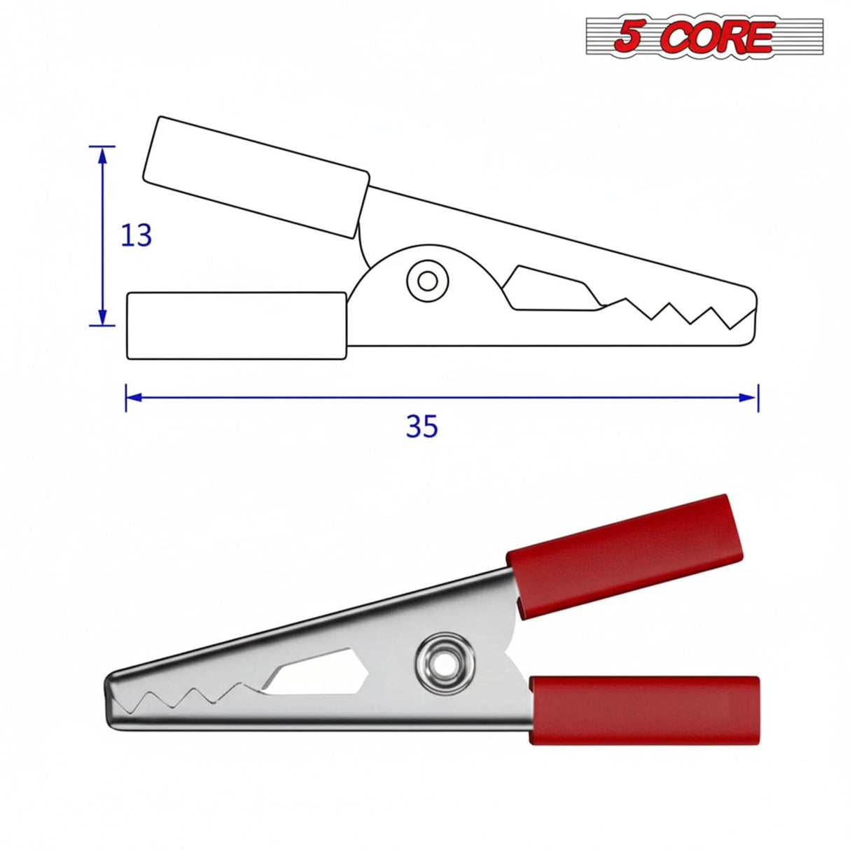 5Core Alligator Clips Electrical Metal Battery Jumper Clamps nsulated Gator Clip
