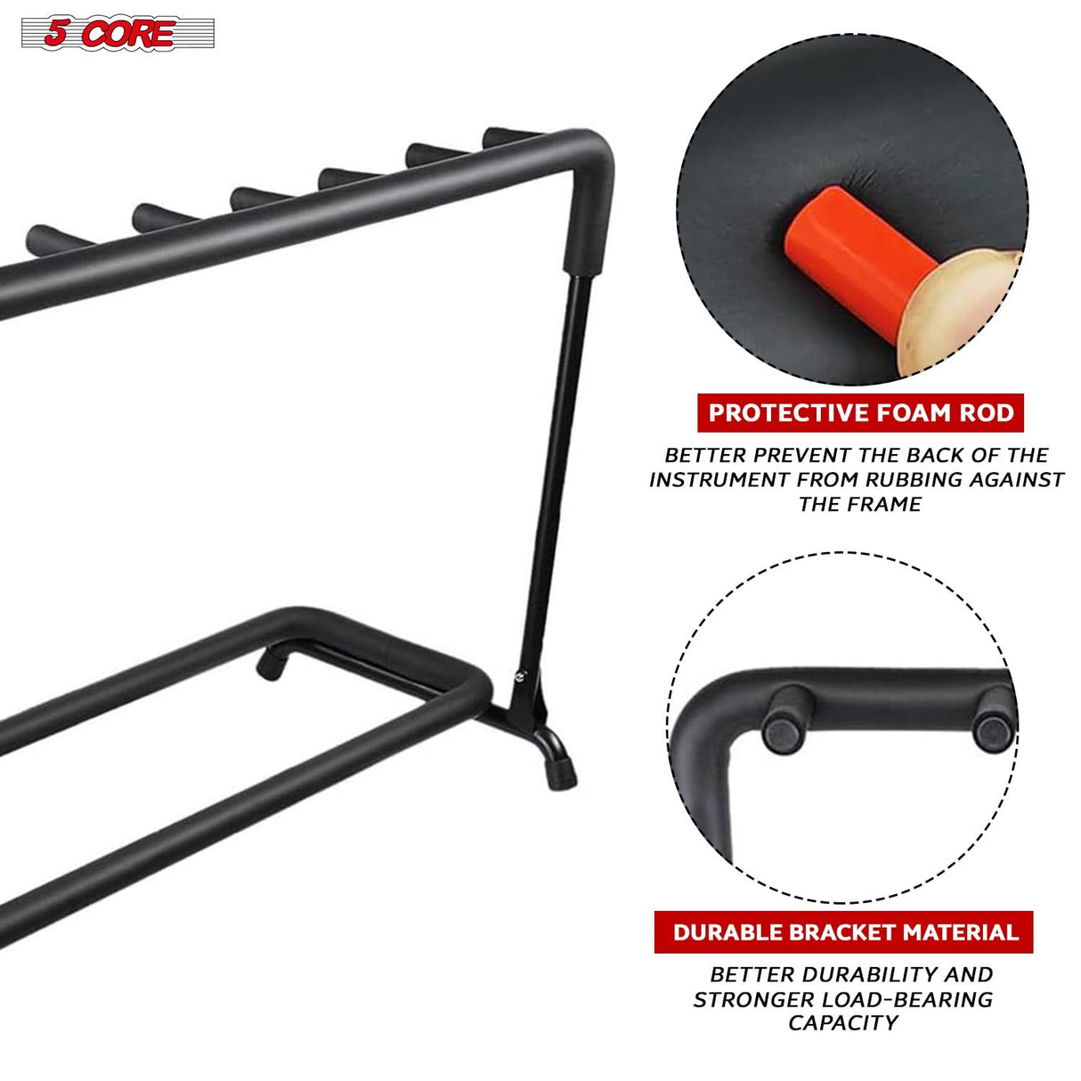 5Core Multi Guitar Rack Stand Floor 9 Slot Adjustable Flying V Guitars Holder