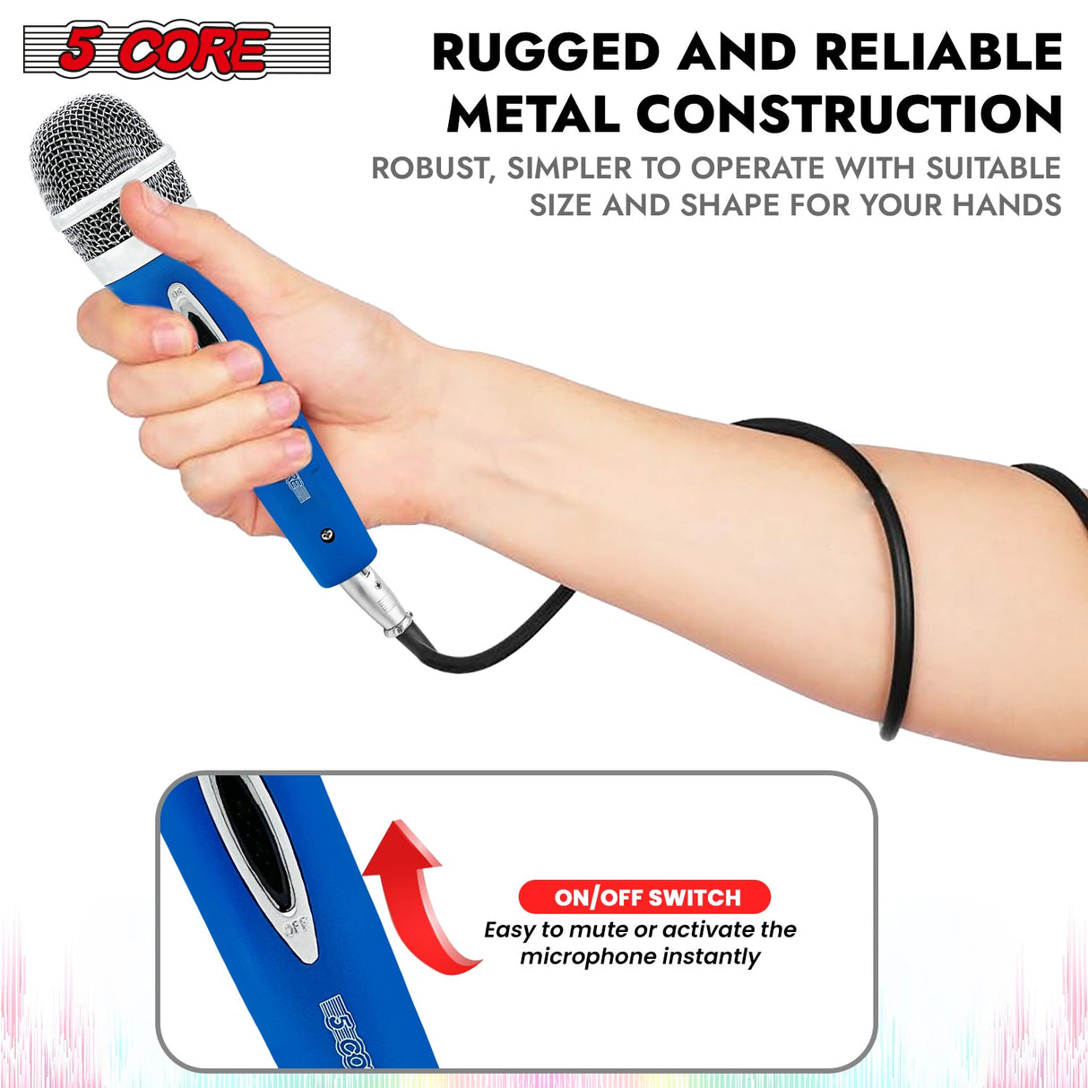 5Core XLR Microphone Dynamic Mic Karaoke Singing Studio Mics Handheld Microfono