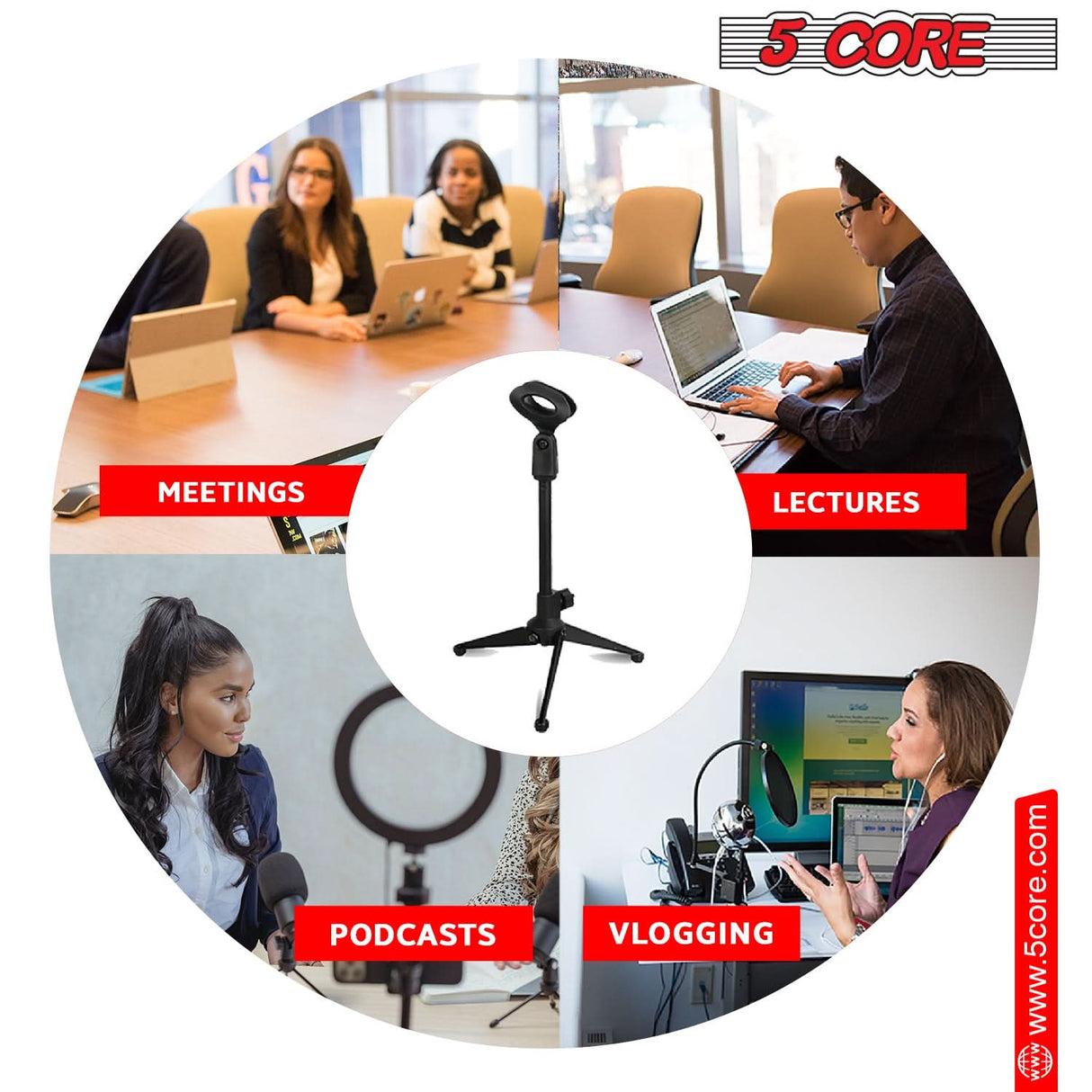 5 Core Mic Stand Adjustable Desktop Microphone Stands Tripod Portable Pedestal Para Microfono