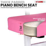 5 Core Piano Bench 3" Padded Cushioned Stool w Backrest Heavy Duty Musician Chair Height Adjustable