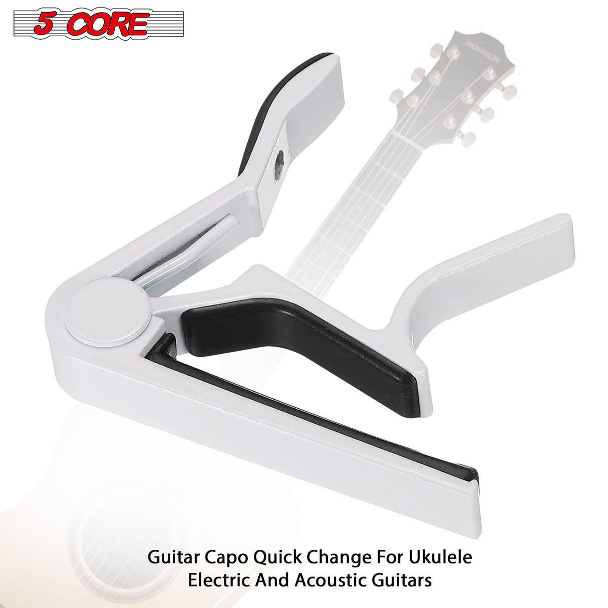 5Core Capo Acoustic Electric Guitar 6 String Kapo Clip For Banjo Mandolin Ukulele White