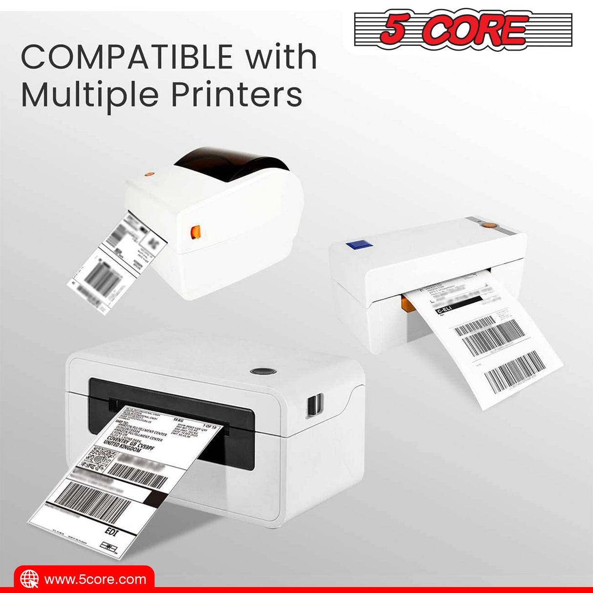Thermal shipping labels with perforation, 4x6 inches, printer-ready rolls
