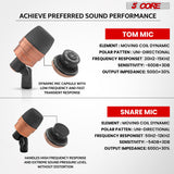 5 Core Tabla Mic XLR Wired Uni Directional Snare Tom Instrument Microphone COPPER