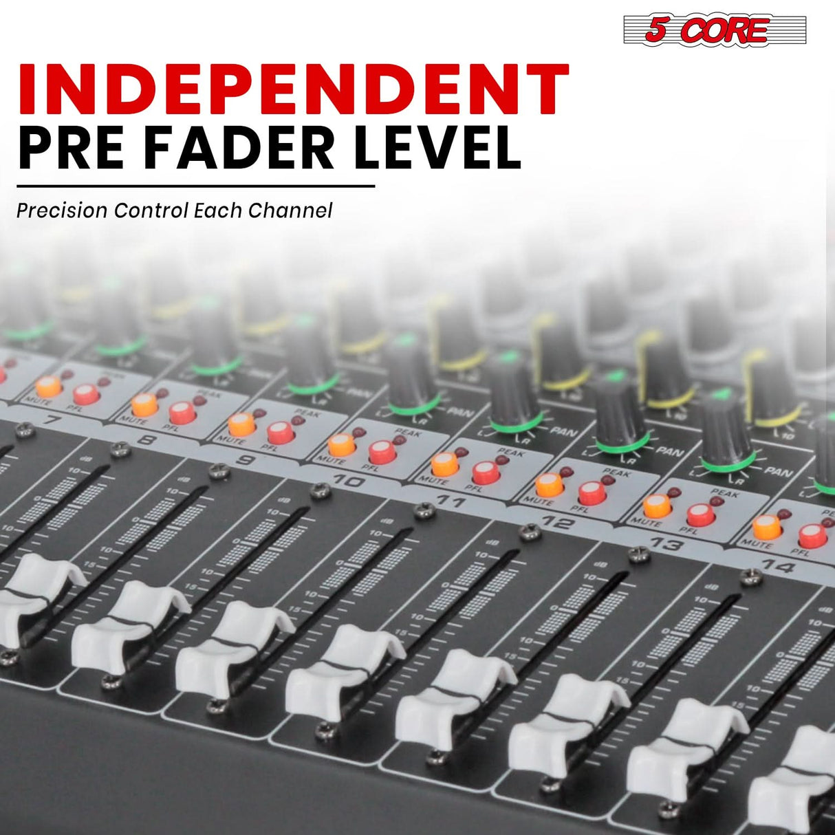 5Core Audio Mixer 24 Channel DJ Mixing Board Bluetooth USB Analog Professional Mezclador De Audio